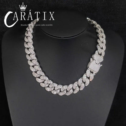 CARÁTIX 18MM 3-Row Cuban Chain Necklace – Thick CZ Prong Hip Hop Choker for Men & Women - CaratixJewelry