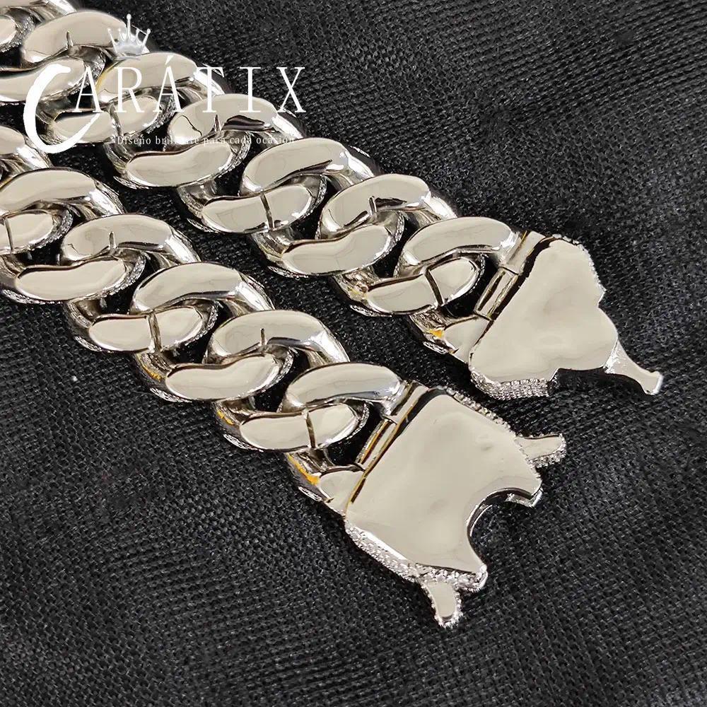 CARÁTIX 18MM 3-Row Cuban Chain Necklace – Thick CZ Prong Hip Hop Choker for Men & Women - CaratixJewelry