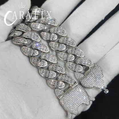 CARÁTIX 18MM 3-Row Cuban Chain Necklace – Thick CZ Prong Hip Hop Choker for Men & Women - CaratixJewelry