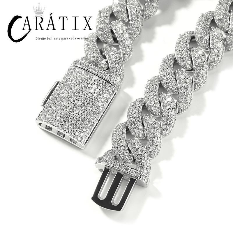 CARÁTIX 18mm Cuban Chain Set | 5A+ CZ Iced Out Hip Hop Necklace & Bracelet for Men - CaratixJewelry