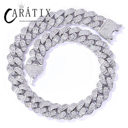 CARÁTIX 18mm Cuban Miami Chain | 5A+ CZ Iced Out Solid Round Hip Hop Necklace for Men - CaratixJewelry