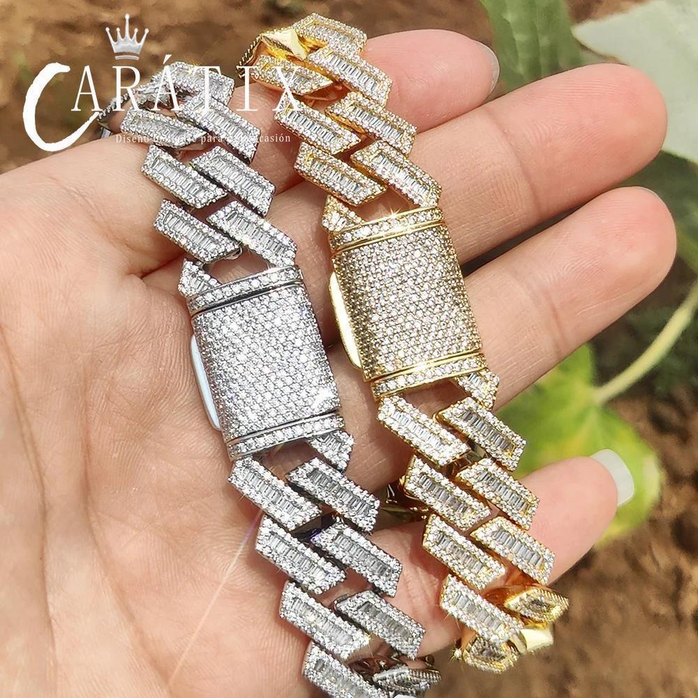 CARÁTIX 18mm Miami Cuban Link Chain Necklace – Mixed Inlay Zircon Iced Out Hip Hop Bling Jewelry for Men | Luxury Gift - CaratixJewelry