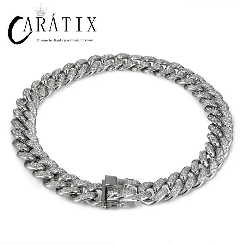 CARÁTIX 19mm Cuban Chain | Titanium Steel Iced Out Hip Hop Necklace for Men - CaratixJewelry