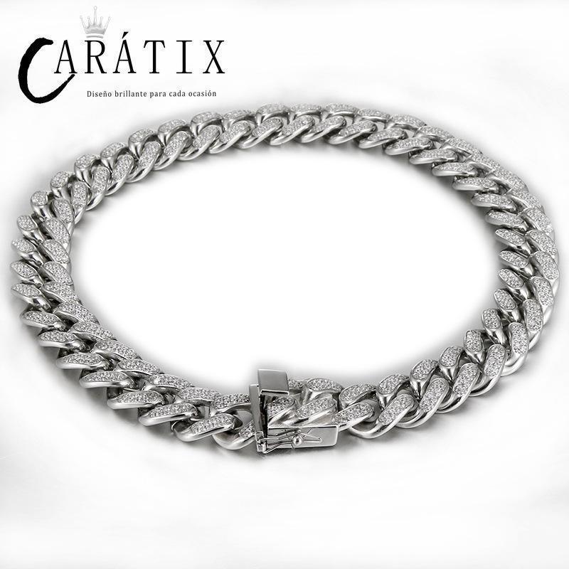 CARÁTIX 19mm Cuban Chain | Titanium Steel Iced Out Hip Hop Necklace for Men - CaratixJewelry