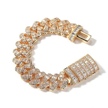 CARÁTIX 19mm Square Rhombus Cuban Link Chain Bracelet – 3A+ CZ Iced Out Hip Hop Bling Jewelry for Men | Solid Rapper Gift - CaratixJewelry