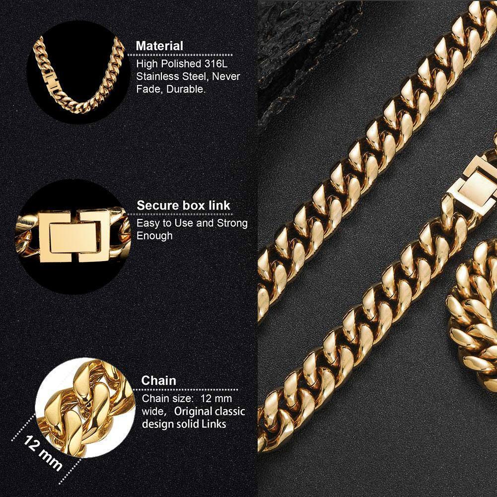CARÁTIX – 2024 Hip Hop Miami Cuban Link Chain Necklace | Iced Out Jewelry for Men & Women, Street Style Fashion - CaratixJewelry