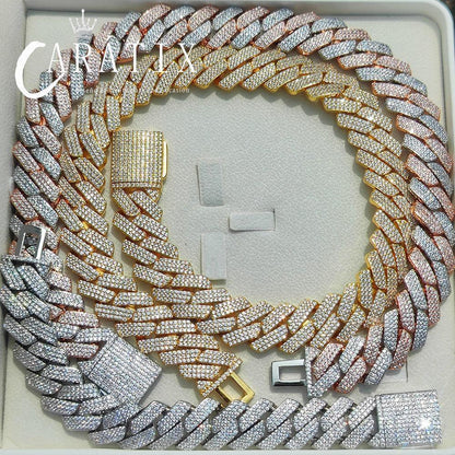 CARÁTIX 20mm 3 Row Cuban Link Chain Necklace – Iced Out Heavy Hip Hop Bling Jewelry for Men | Thick Luxury Necklace - CaratixJewelry