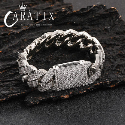 CARÁTIX 20mm 3 Row Cuban Link Chain Necklace – Iced Out Heavy Hip Hop Bling Jewelry for Men | Thick Luxury Necklace - CaratixJewelry