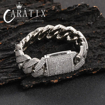 CARÁTIX – 20mm 3-Row Thick Cuban Link Chain Necklace | Bling Hip Hop Jewelry for Men - CaratixJewelry