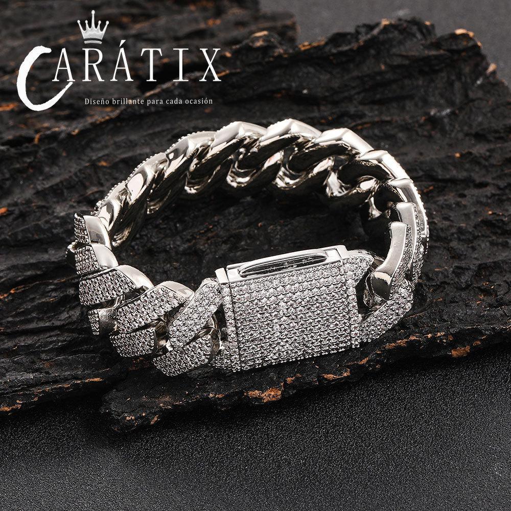 CARÁTIX – 20mm 3-Row Thick Cuban Link Chain Necklace | Bling Iced Hip Hop Jewelry for Men - CaratixJewelry