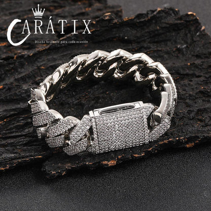 CARÁTIX – 20mm 3-Row Thick Cuban Link Chain Necklace | Bling Iced Hip Hop Jewelry for Men - CaratixJewelry