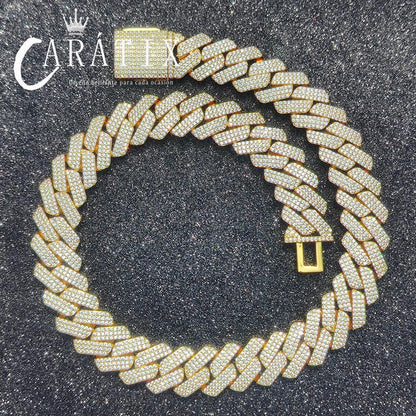 CARÁTIX – 20mm 3-Row Thick Cuban Link Chain Necklace | Bling Iced Hip Hop Jewelry for Men - CaratixJewelry