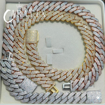 CARÁTIX – 20mm 3-Row Thick Cuban Link Chain Necklace | Bling Iced Hip Hop Jewelry for Men - CaratixJewelry