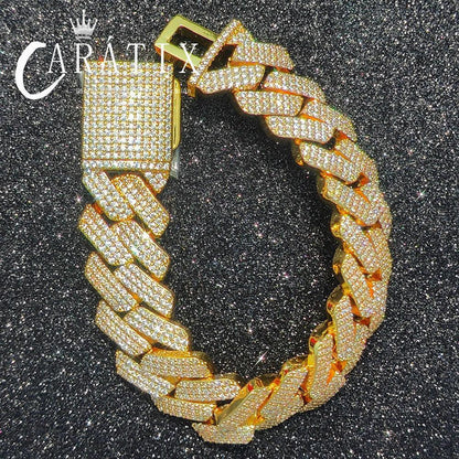 CARÁTIX – 20mm 3-Row Thick Cuban Link Chain Necklace | Bling Iced Hip Hop Jewelry for Men - CaratixJewelry