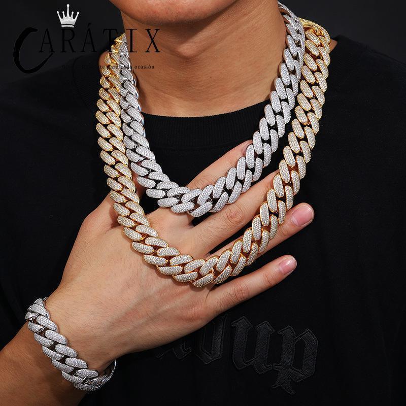 CARÁTIX 20mm 4-Row Cuban Miami Link Chain Necklace – Iced Out CZ Jewelry for Men & Women Hip Hop - CaratixJewelry