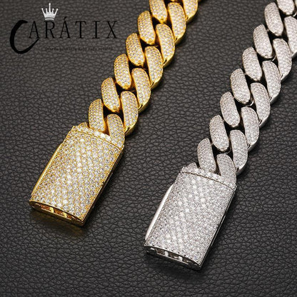 CARÁTIX 20mm 4-Row Cuban Miami Link Chain Necklace – Iced Out CZ Jewelry for Men & Women Hip Hop - CaratixJewelry