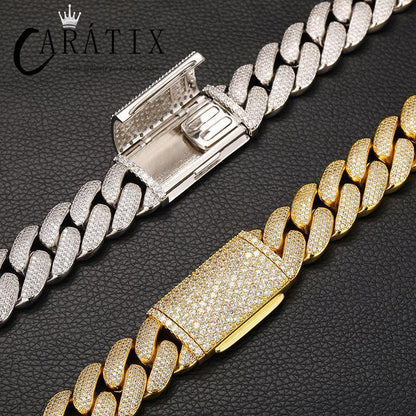 CARÁTIX 20mm 4-Row Cuban Miami Link Chain Necklace – Iced Out CZ Jewelry for Men & Women Hip Hop - CaratixJewelry