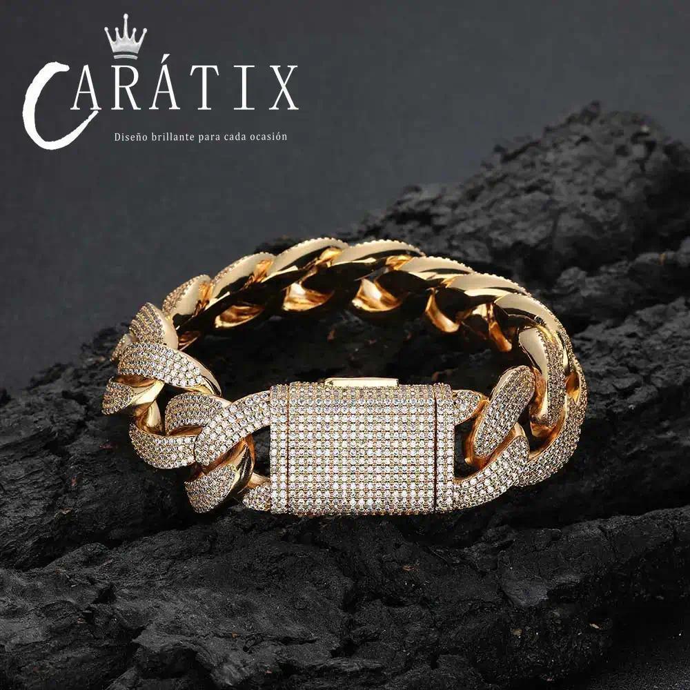 CARÁTIX – 20mm Bling Cuban Link Chain Necklace | Gold & Silver Plated Hip Hop Jewelry for Women - CaratixJewelry
