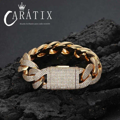 CARÁTIX – 20mm Bling Cuban Link Chain Necklace | Gold & Silver Plated Hip Hop Jewelry for Women - CaratixJewelry