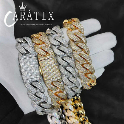 CARÁTIX – 20mm Bling Cuban Link Chain Necklace | Gold & Silver Plated Hip Hop Jewelry for Women - CaratixJewelry