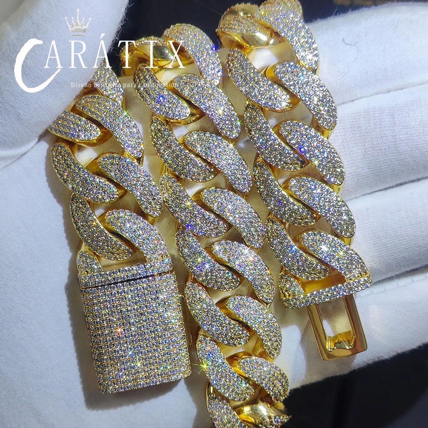 CARÁTIX – 20mm Bling Cuban Link Chain Necklace | Gold & Silver Plated Hip Hop Jewelry for Women - CaratixJewelry