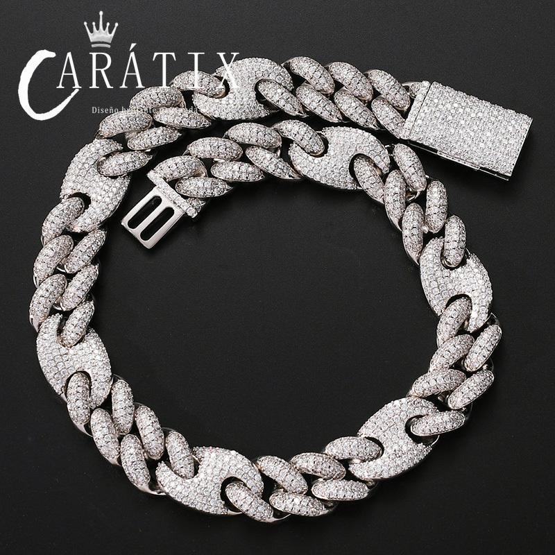 CARÁTIX 20mm Coffee Bean Cuban Chain | CZ Iced Out Hip Hop Necklace for Men - CaratixJewelry
