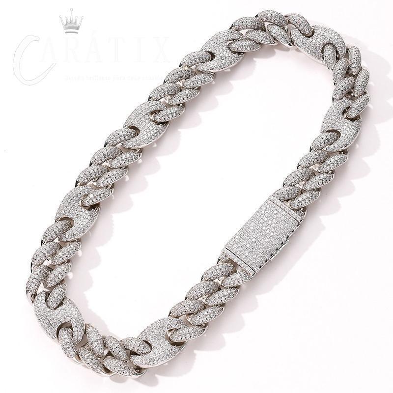CARÁTIX 20mm Coffee Bean Cuban Chain | CZ Iced Out Hip Hop Necklace for Men - CaratixJewelry