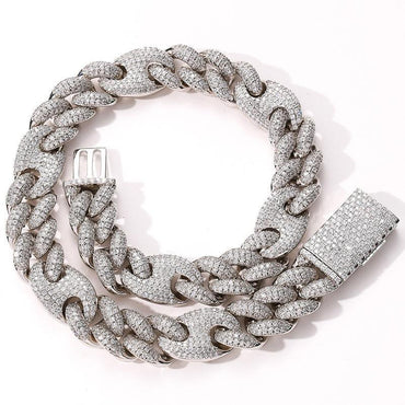 CARÁTIX 20mm Coffee Bean Cuban Chain | CZ Iced Out Hip Hop Necklace for Men - CaratixJewelry