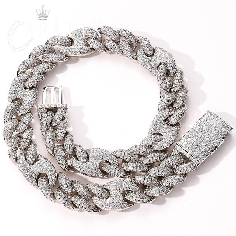 CARÁTIX 20mm Coffee Bean Cuban Chain | CZ Iced Out Hip Hop Necklace for Men - CaratixJewelry