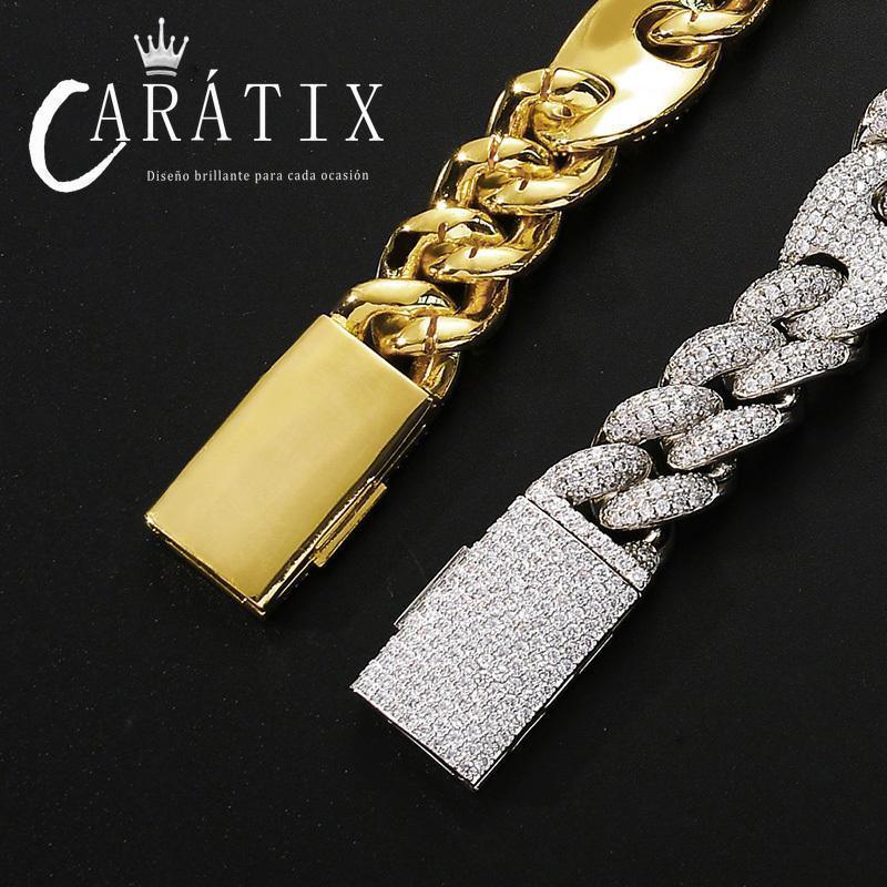 CARÁTIX 20mm Coffee Bean Cuban Chain | CZ Iced Out Hip Hop Necklace for Men - CaratixJewelry