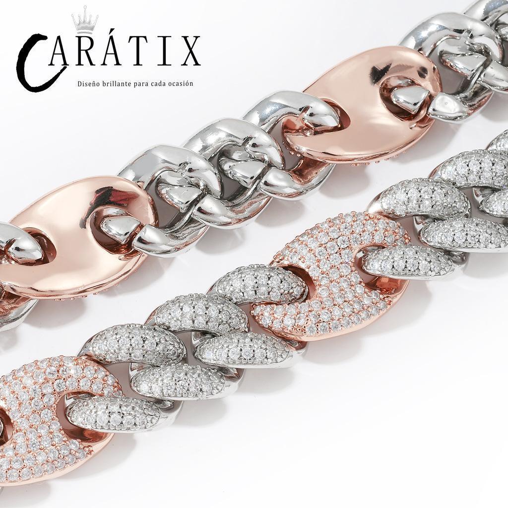 CARÁTIX 20mm Coffee Bean Cuban Link Chain Necklace – 5A+ CZ Iced Out Heavy Hip Hop Bling Jewelry for Men | Solid Rapper Gift - CaratixJewelry
