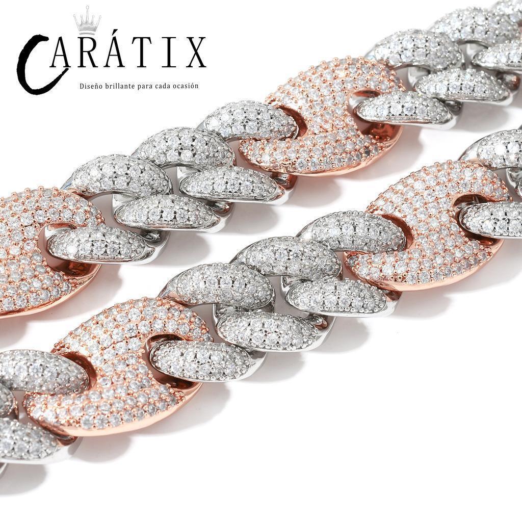 CARÁTIX 20mm Coffee Bean Cuban Link Chain Necklace – 5A+ CZ Iced Out Heavy Hip Hop Bling Jewelry for Men | Solid Rapper Gift - CaratixJewelry