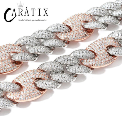 CARÁTIX 20mm Coffee Bean Cuban Link Chain Necklace – 5A+ CZ Iced Out Heavy Hip Hop Bling Jewelry for Men | Solid Rapper Gift - CaratixJewelry