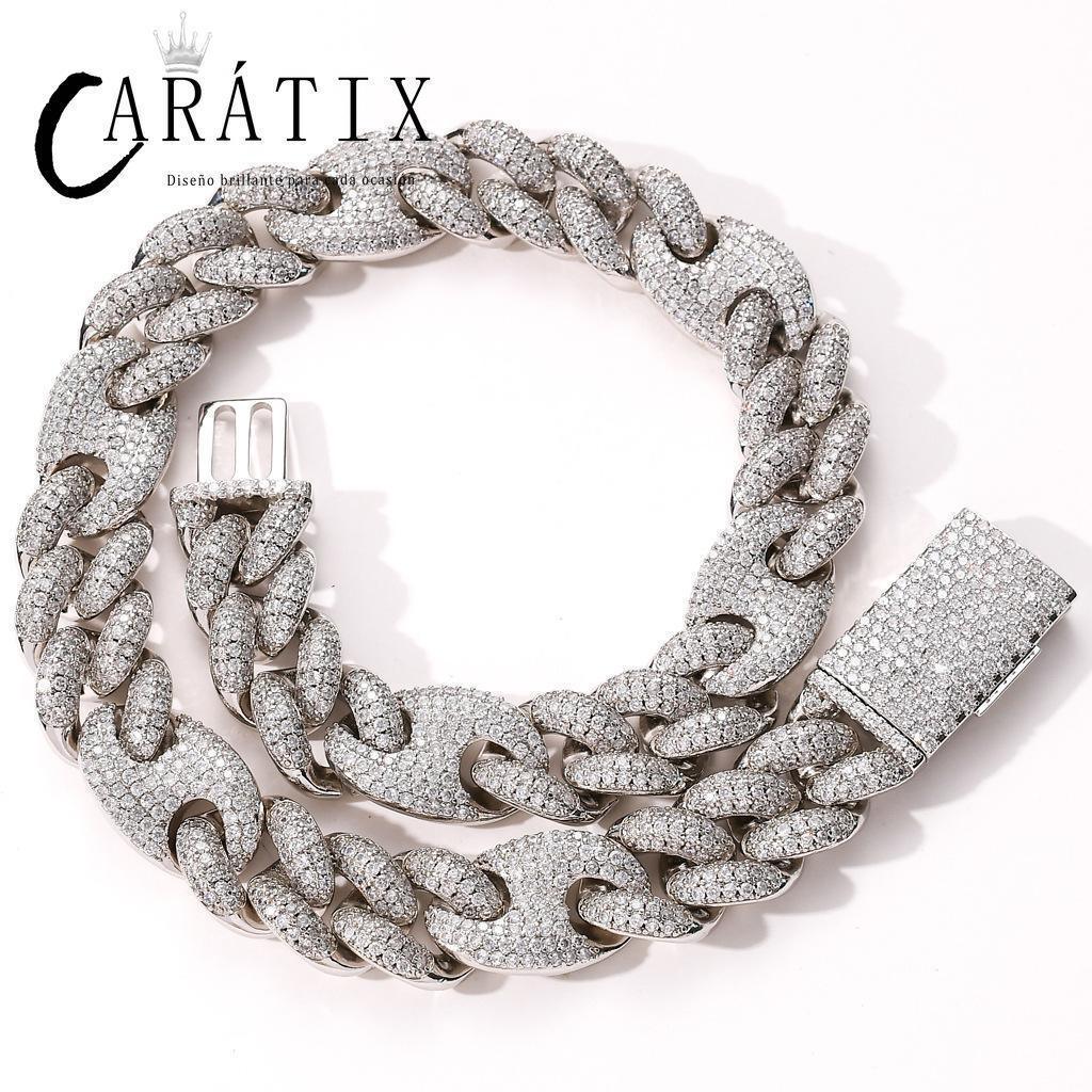 CARÁTIX 20mm Coffee Bean Cuban Link Chain Necklace – 5A+ CZ Iced Out Heavy Hip Hop Bling Jewelry for Men | Solid Rapper Gift - CaratixJewelry