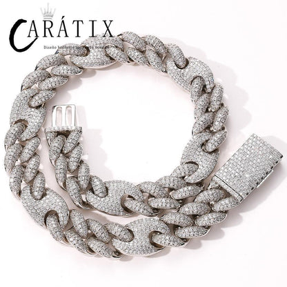 CARÁTIX 20mm Coffee Bean Cuban Link Chain Necklace – 5A+ CZ Iced Out Heavy Hip Hop Bling Jewelry for Men | Solid Rapper Gift - CaratixJewelry