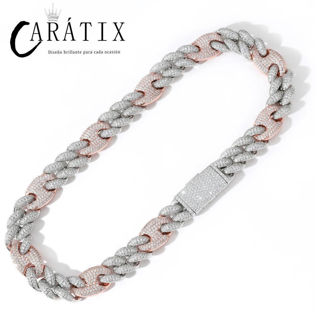 CARÁTIX 20mm Coffee Bean Cuban Link Chain Necklace – 5A+ CZ Iced Out Heavy Hip Hop Bling Jewelry for Men | Solid Rapper Gift - CaratixJewelry