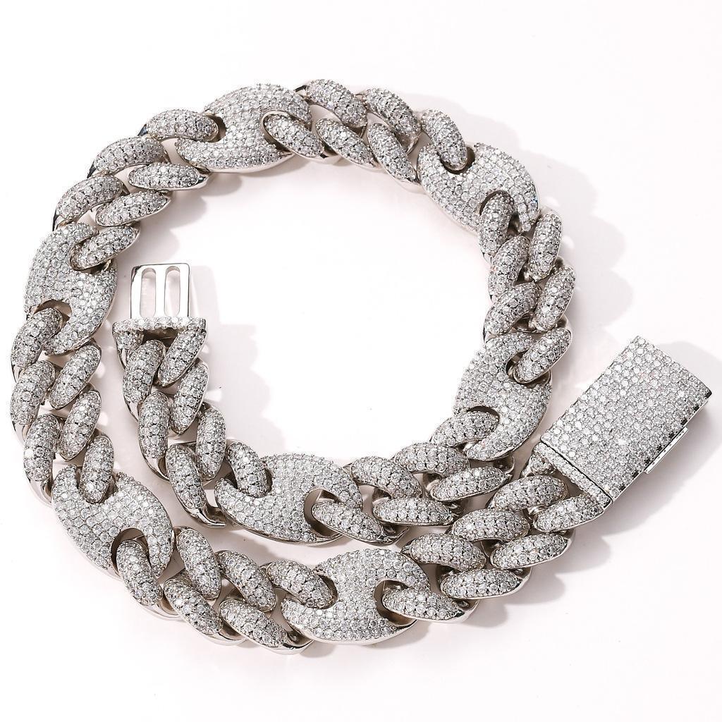 CARÁTIX 20mm Coffee Bean Cuban Link Chain Necklace – 5A+ CZ Iced Out Heavy Hip Hop Bling Jewelry for Men | Solid Rapper Gift - CaratixJewelry