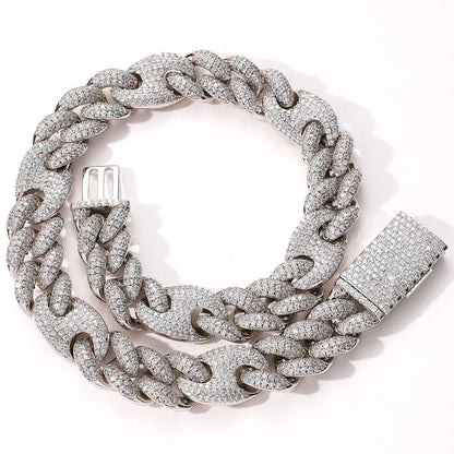 CARÁTIX 20mm Coffee Bean Cuban Link Chain Necklace – 5A+ CZ Iced Out Heavy Hip Hop Bling Jewelry for Men | Solid Rapper Gift - CaratixJewelry