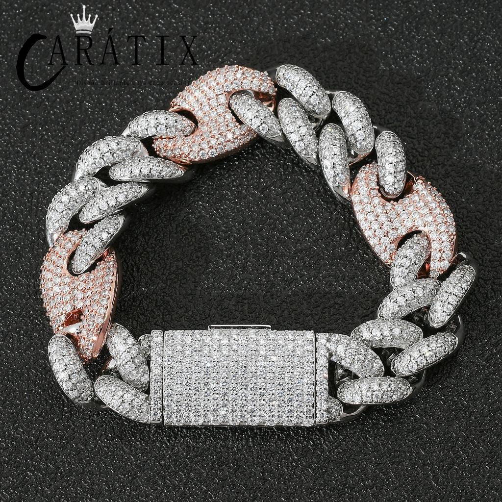 CARÁTIX 20mm Coffee Bean Cuban Link Chain Necklace – 5A+ CZ Iced Out Heavy Hip Hop Bling Jewelry for Men | Solid Rapper Gift - CaratixJewelry