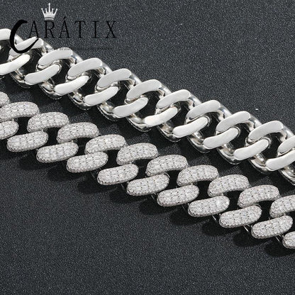 CARÁTIX 20mm Full CZ Cuban Chain Set | 5A+ Iced Out Hip Hop Necklace & Bracelet for Men - CaratixJewelry