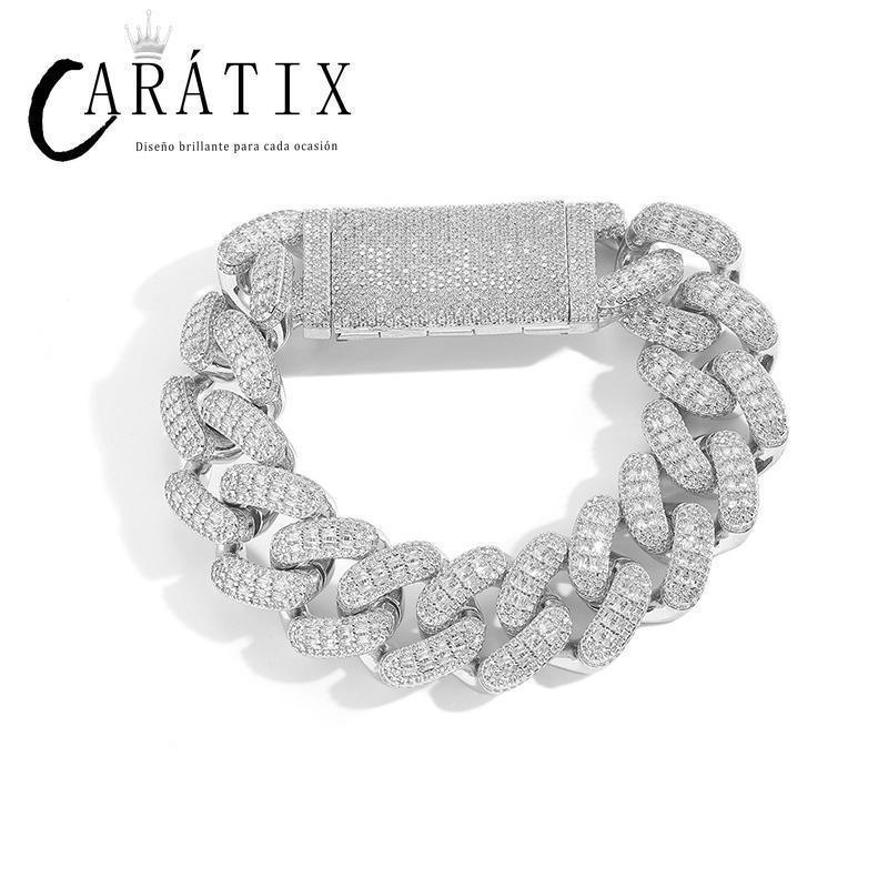 CARÁTIX 20mm Full CZ Cuban Chain Set | 5A+ Iced Out Hip Hop Necklace & Bracelet for Men - CaratixJewelry