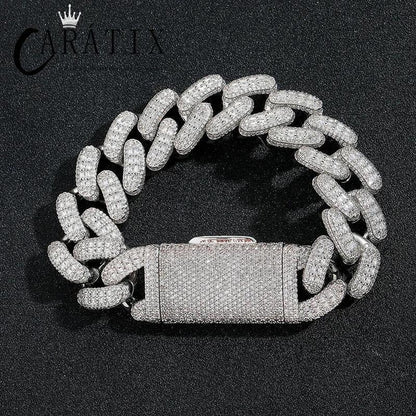 CARÁTIX 20mm Full CZ Cuban Chain Set | 5A+ Iced Out Hip Hop Necklace & Bracelet for Men - CaratixJewelry