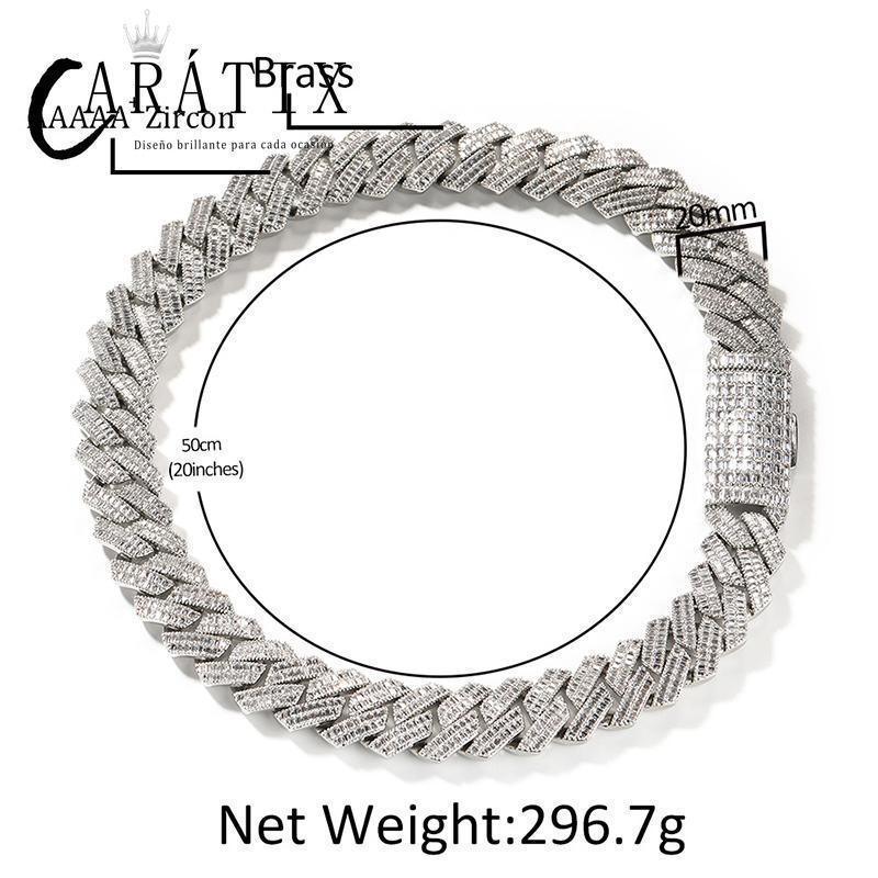 CARÁTIX 20mm Iced Out Cuban Link Chain Necklace – Heavy CZ Rhombus Hip Hop Bling Jewelry for Men | Rapper Curb Choker Gift - CaratixJewelry