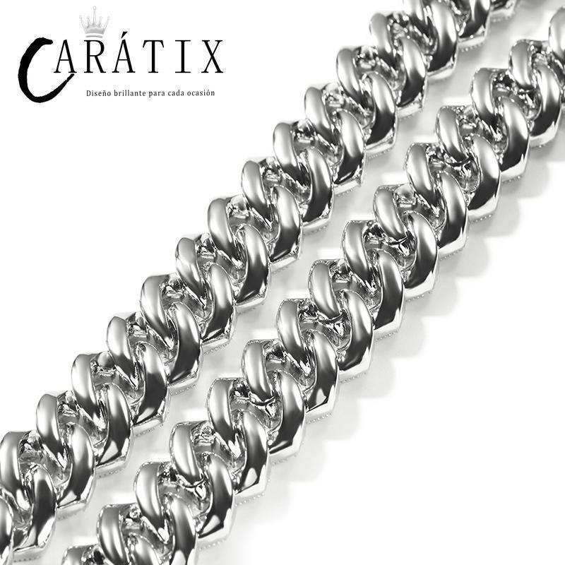 CARÁTIX 20mm Iced Out Cuban Link Chain Necklace – Heavy CZ Rhombus Hip Hop Bling Jewelry for Men | Rapper Curb Choker Gift - CaratixJewelry
