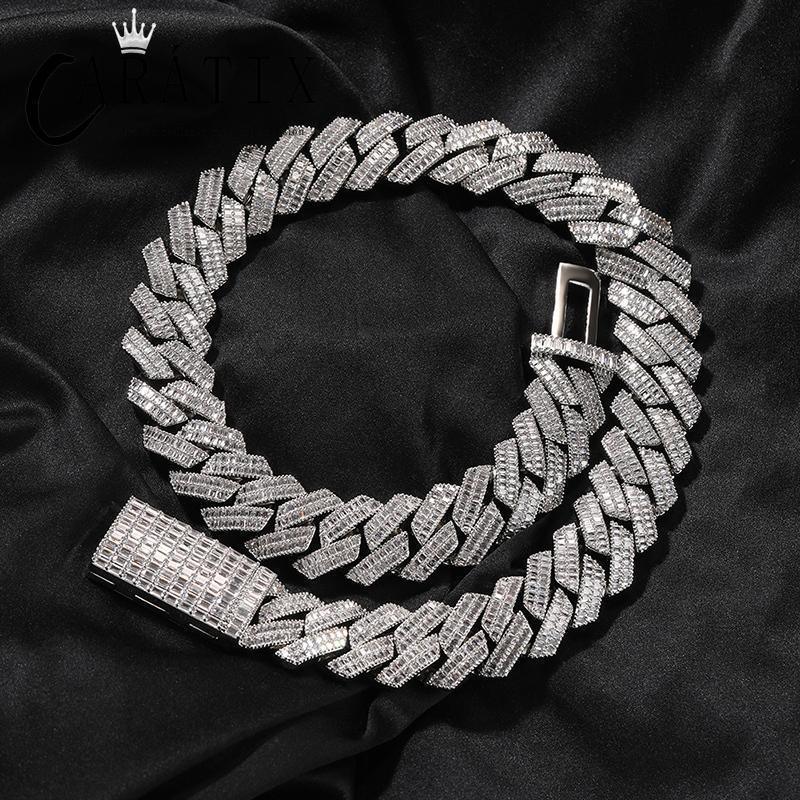 CARÁTIX 20mm Iced Out Cuban Link Chain Necklace – Heavy CZ Rhombus Hip Hop Bling Jewelry for Men | Rapper Curb Choker Gift - CaratixJewelry