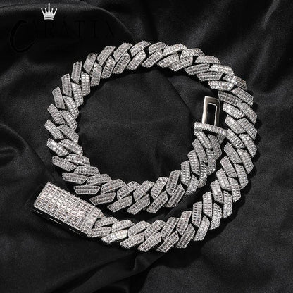 CARÁTIX 20mm Iced Out Cuban Link Chain Necklace – Heavy CZ Rhombus Hip Hop Bling Jewelry for Men | Rapper Curb Choker Gift - CaratixJewelry