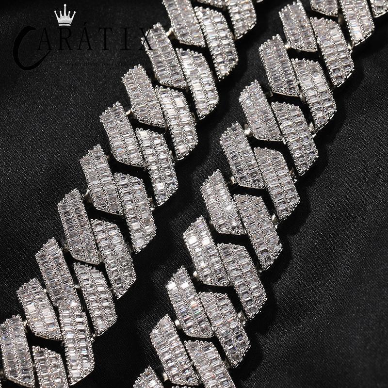 CARÁTIX 20mm Iced Out Cuban Link Chain Necklace – Heavy CZ Rhombus Hip Hop Bling Jewelry for Men | Rapper Curb Choker Gift - CaratixJewelry