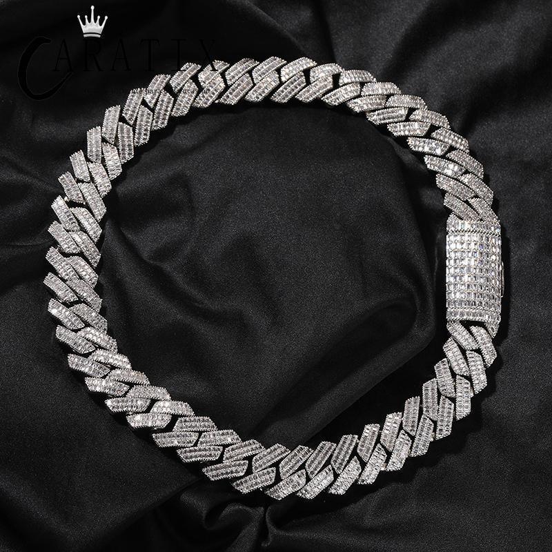 CARÁTIX 20mm Iced Out Cuban Link Chain Necklace – Heavy CZ Rhombus Hip Hop Bling Jewelry for Men | Rapper Curb Choker Gift - CaratixJewelry