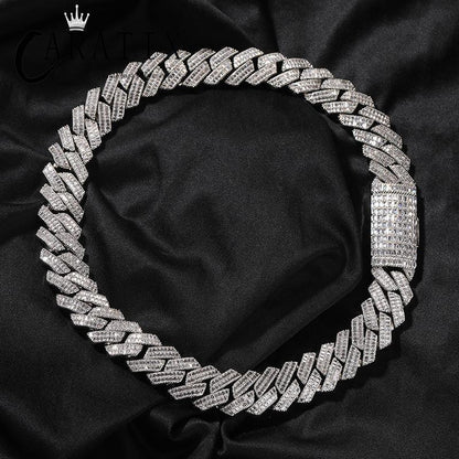 CARÁTIX 20mm Iced Out Cuban Link Chain Necklace – Heavy CZ Rhombus Hip Hop Bling Jewelry for Men | Rapper Curb Choker Gift - CaratixJewelry