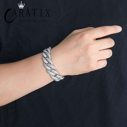 CARÁTIX 20mm Long Buckle Cuban Chain | 5A+ CZ Iced Out Hip Hop Necklace for Men - CaratixJewelry